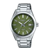 Casio Analogue Green Dial Stainless Steel Bracelet Watch