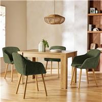 Argos Home Miami Oak Dining Table & 4 Green Chairs