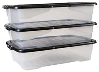 Strata Curve 3 x 42L Underbed Storage Boxes - Clear