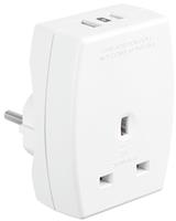 Masterplug UK to Europe Travel Adapter with USB-A and USB-C