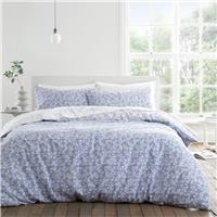 Bianca Cotton Shadow Leaves Blue Bedding Set - King Size