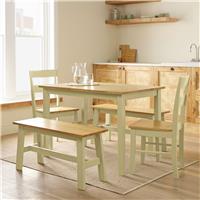 Argos Home Chicago Ext Cream Dining Table,2Benches & 2Chairs