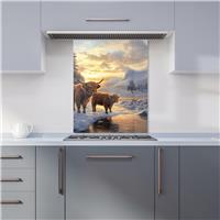 WRT Cows & Lake Multicolour Kitchen Splashback - W600xH750mm