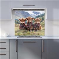 WRT Trio Cows Multicolour Kitchen Splashback - W900xH750mm