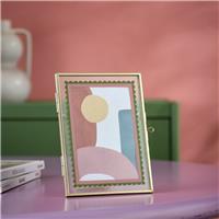 "Habitat Green & Pink Scallop Metal Picture Frame - 4x6"""