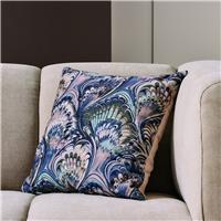 Habitat Marble Ribbed Cushion - Blue - 43x43cm