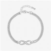 Inicio Silver Plated Pave Infinity Bracelet In Gift Pouch