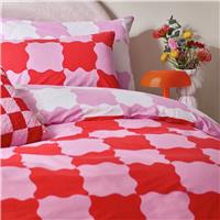 Heya Home Checkerboard Pink & Red Bedding Set - Double