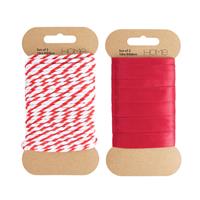 Argos Home Set of 2 Red Satin and Red and White Ribbon