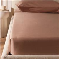 Habitat Egyptian Cotton Plain Mocha Deep Fitted Sheet-Single