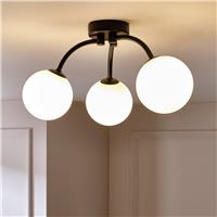 Argos Home Opal Ball 3 Light Flush to Ceiling Light - Black