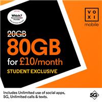 VOXI Student 80GB 30 Day Pay As You Go SIM Card