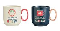 Habitat Slogan Set of 2 Mugs - Cream & Navy