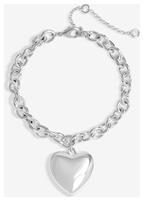 Lipsy Silver Polished Puffed Heart Double Chain Bracelet