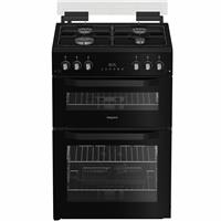 Hotpoint HDG6GDCB1 60cm Double Oven Gas Cooker - Black