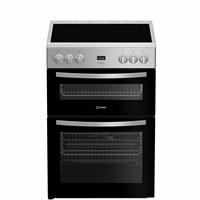 Indesit IDE6VDCS1 60cm Double Oven Electric Cooker - Silver