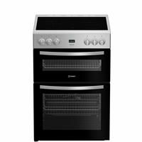 Indesit IDE6VDCS1 60cm Double Oven Electric Cooker - Silver