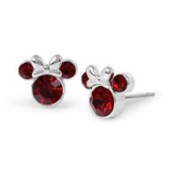 Disney Silver Plated Red Stone Minnie Mouse Stud Earrings