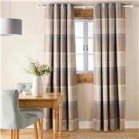 Argos Home Check Blackout Eyelet Curtain-Neutral - 229x168cm