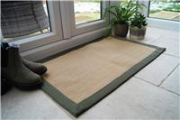 Mighty Mats Cotton Bordered Natural & Green Doormat -57x90cm