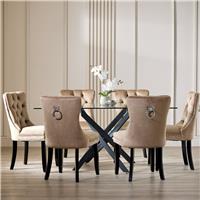 Argos Home Blake Black Dining Table & 6 Taupe Chairs