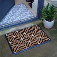 Mighty Mats Rubber Mono Geo Cut Pile Doormat - 40x60cm