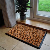 Mighty Mats Rubber Tray Black Geo Cut Pile Doormat - 40x60cm