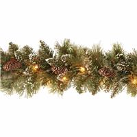 National Tree 2.7m Prelit Glittery Bristle Garland