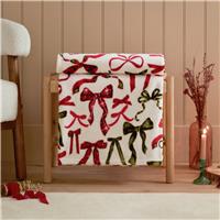 furn Festive Bows Fleece Throw - White - 140x180cm