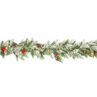 National Tree Prelit 50 LEDs Snowberry Pine Garland
