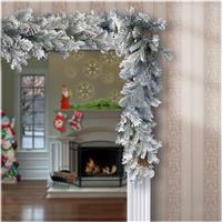 National Tree 2.7m Prelit Snowberry Pine Garland