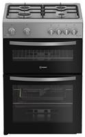 Indesit IDG6GS 60cm Double Oven Gas Cooker - Silver