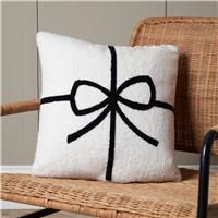 BHS Present Bow Cushion - White - 42x42cm
