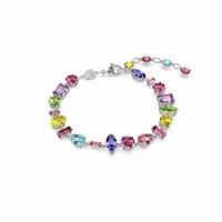 Swarovski Rhodium Plated Multicoloured Crystal Gema Bracelet