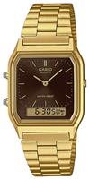 Casio Classic Brown Dial Dual Display Stainless Steel Watch