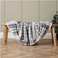 BHS Fairisle Mono Throw - White - 140x180cm