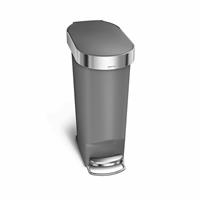 Simplehuman 40 Litre Plastic Slim Pedal Bin - Grey