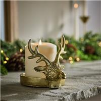Habitat Stag Pillar Candle Holder - Gold