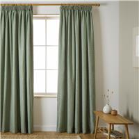 Habitat Herringbone Pencil Pleat Curtain - Green - 137x117cm