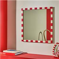 Habitat Striped Red Resin Square Wall Mirror - 51x51cm