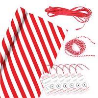 Argos Home Roll of 10m Candy Cane Wrapping Paper With 6 Tag