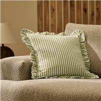 Habitat Stripe Ruffle Cushion - Olive - 43x43cm