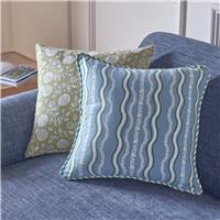 Argos Home Wiggle Stripe Piped Cushion Blue & Green- 43x43cm