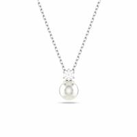Swarovski Rhodium Plated Matrix Pearl Pendant Necklace