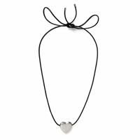 Freedom Silver Small Heart Black Cord Adjustable Necklace