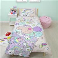 Peppa Pig Bedtime Panel Pink Kids Bedding Set - Single