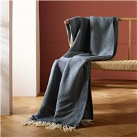 Habitat Herringbone Throw - Navy - 150x125cm