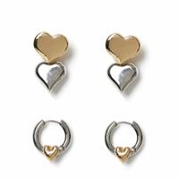 Freedom Mixed Metal Heart 2 Pack Hoop Earrings