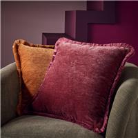 Habitat Fringed Chenille Cushion Burgundy - 50x50cm