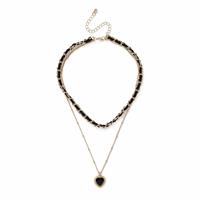 Freedom Gold And Black Thread Heart Pendant Necklace